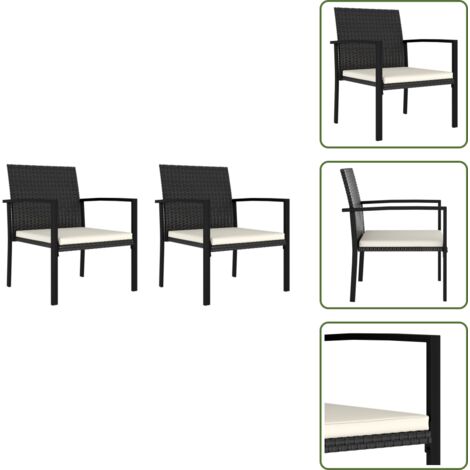 The Living Store Sedie da Pranzo per Giardino 2 pz in Polyrattan Nero - Sedie da esterno