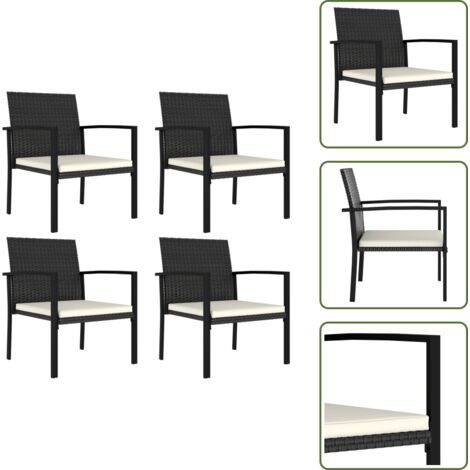 The Living Store Sedie da Pranzo per Giardino 4 pz in Polyrattan Nero - Sedie da esterno