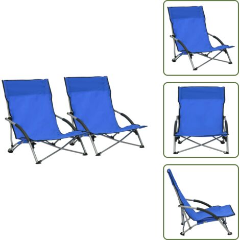 The Living Store Sedie da Spiaggia Pieghevoli 2 pz in Tessuto Blu - Sedie da esterno