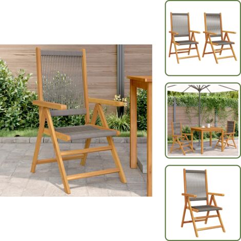 The Living Store Sedie Giardino 2pz Grigie Legno Massello Acacia e Polipropilene - Sedie pieghevoli