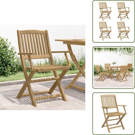 The Living Store Sedie Giardino Pieghevoli 4 pz 54x61x88 cm Massello Acacia - Sedie pieghevoli