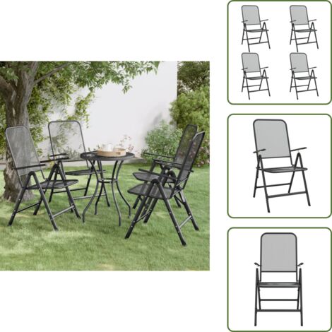 The Living Store Sedie Giardino Pieghevoli 4 pz Rete Metallica Espansa Antracite - Sedie pieghevoli