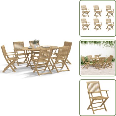 The Living Store Sedie Giardino Pieghevoli 6 pz 54x61x88cm Massello Acacia - Sedie da patio