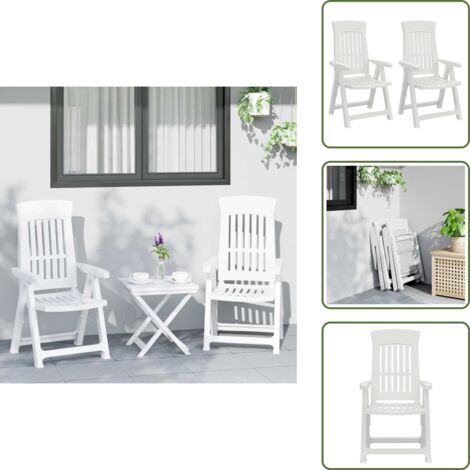 The Living Store Sedie Reclinabili da Giardino 2 pz Bianche in PP - Sedie reclinabili