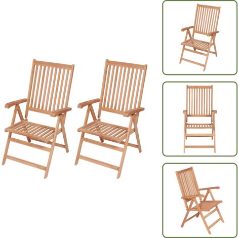 The Living Store Sedie Reclinabili da Giardino 2 pz in Legno Massello di Teak - Sedie in teak