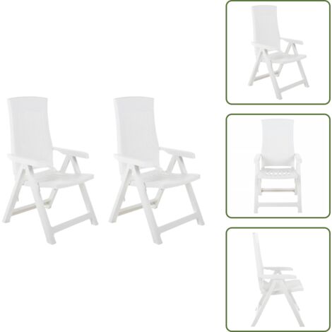 The Living Store Sedie Reclinabili da Giardino 2 pz in Plastica Bianca - Sedie reclinabili