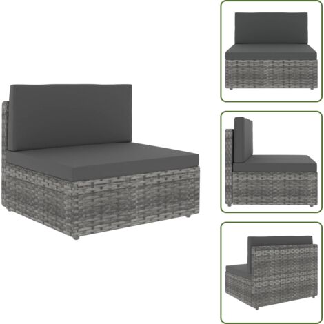 The Living Store Seduta Centrale Modulare in Polyrattan Grigia - Rattan