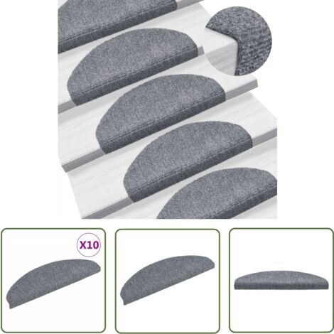 The Living Store Selbstklebende Treppenmatten 10 Stk. Hellgrau 65x21x4 cm - Stufenmatte - Treppenmatte - Treppenschutz - Laufmatte - Anti-Rutsch Matte