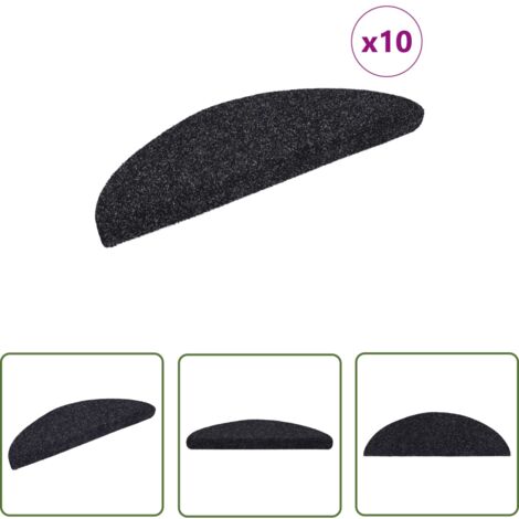 The Living Store Selbstklebende Treppenmatten 10 Stk. Schwarz 56x17x3 cm - Treppenmatten - Stufenmatten - Laufmatten - Anti-Rutschmatte - Treppenbelag