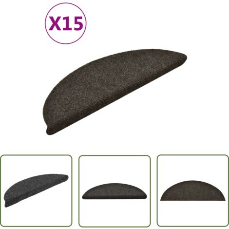 The Living Store Selbstklebende Treppenmatten 15 Stk. Anthrazit 56x17x3 cm - Stufenmatte - Treppenmatte - Anti-Rutsch Matte - Treppenläufer - Nadelvlies