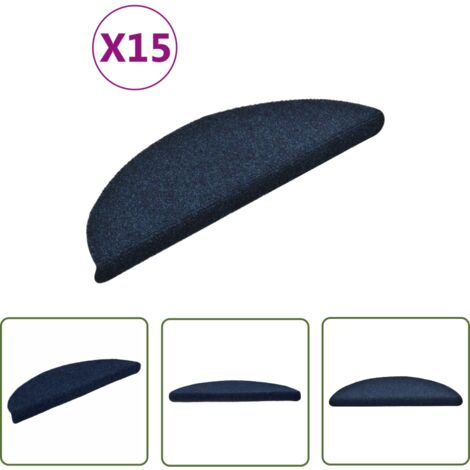 The Living Store Selbstklebende Treppenmatten 15 Stk. Navy 56x17x3cm Nadelvlies - Treppenmatte - Treppenläufer - Trittsicherheit - Rutschfeste Matte - Nadelvlies