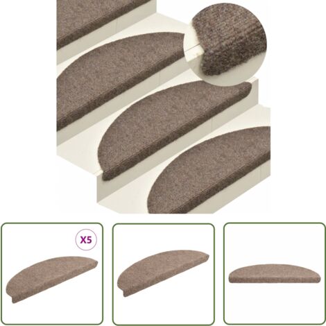 The Living Store Selbstklebende Treppenmatten 5 Stk. Creme 65x21x4cm Nadelvlies - Treppenmatten - Treppenläufer - Anti-Rutschmatte - Nadelvliesmatte - Trittschutzmatte
