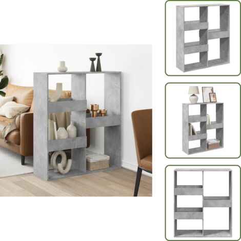 The Living Store Separador de ambientes madera gris hormigón 100x33x115 cm - Estantería decorativa