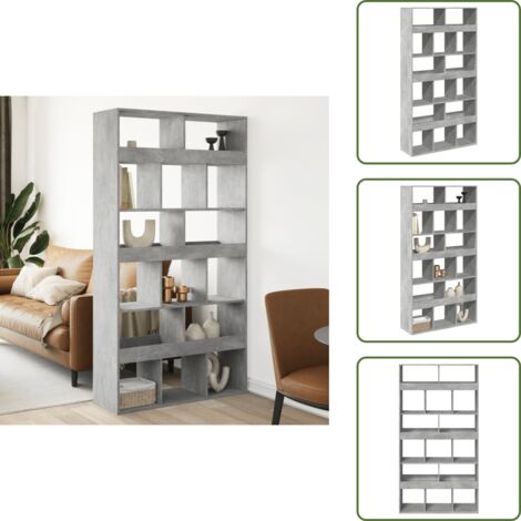 The Living Store Separador de ambientes madera gris hormigón 100x33x187,5 cm - Estantería decorativa