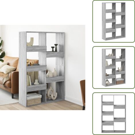 The Living Store Separador de ambientes madera gris Sonoma 100x33x155,5 cm - Estantería decorativa