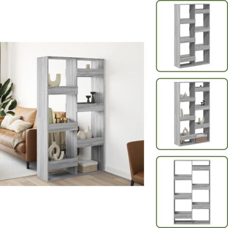 The Living Store Separador de ambientes madera gris Sonoma 100x33x175 cm - Estantería decorativa