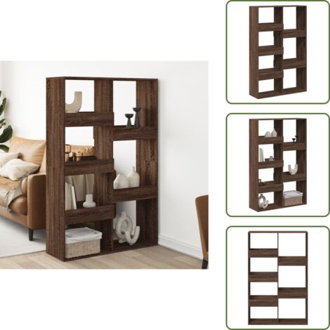 The Living Store Separador de ambientes madera marrón roble 100x33x155,5 cm - Estantería decorativa