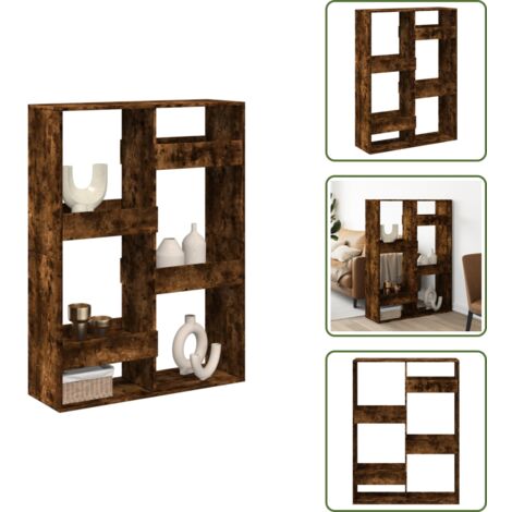 The Living Store Separador de ambientes madera roble ahumado 100x33x135 cm - Estantería de madera