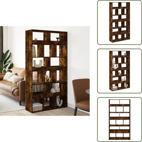 The Living Store Separador de ambientes madera roble ahumado 100x33x187,5 cm - Estantería de madera
