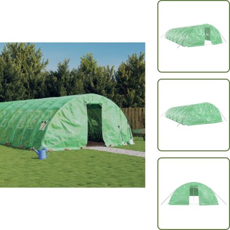 The Living Store Serra con Telaio in Acciaio Verde 60 m² 12x5x2,3 m - Serra verde