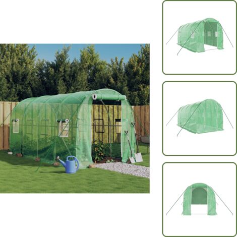The Living Store Serra con Telaio in Acciaio Verde 8 m² 4x2x2 m - Serra in acciaio