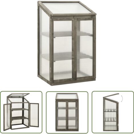 The Living Store Serre 60x45x100 cm Bois de sapin - Serre De Jardin - Serre En Bois - Abri Jardin - Protection Plantes - Greenhouse