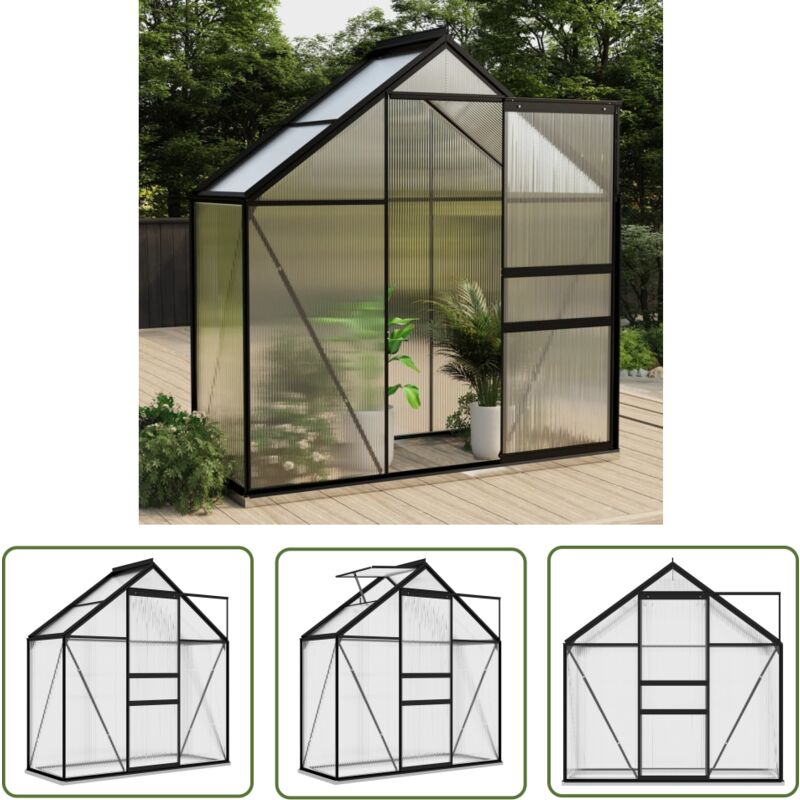 Serre Anthracite Aluminium 1,33 m² - Serre De Jardin - Abri De Jardin - Greenhouse - Serrez Jardin - Protection Plante - The Living Store