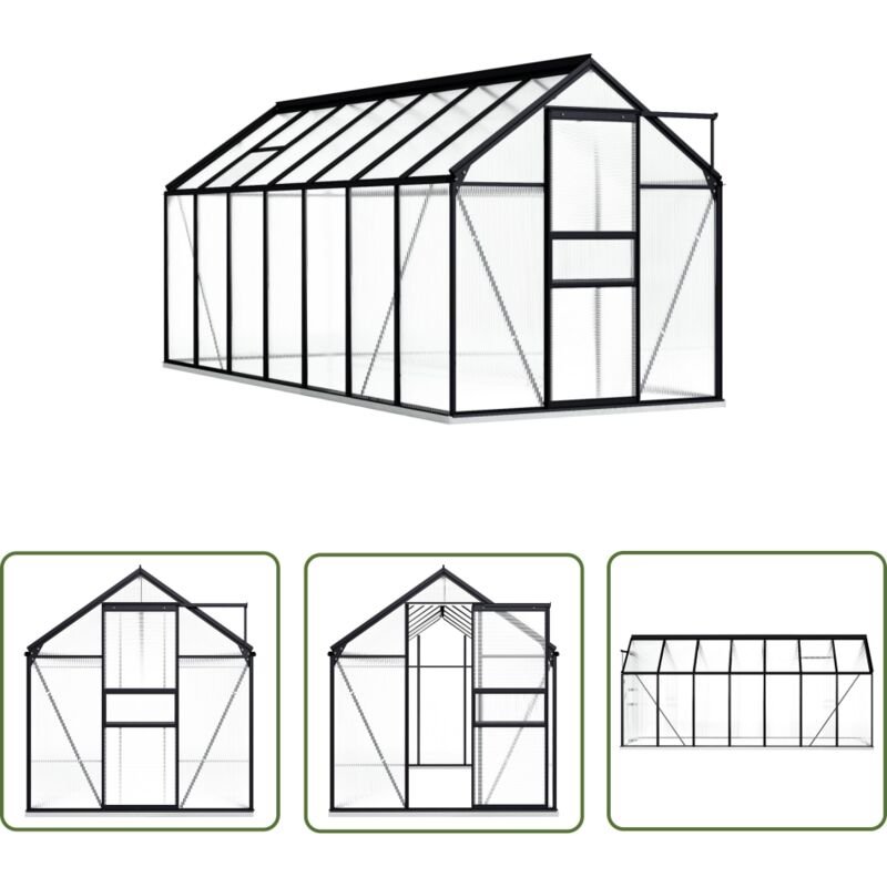 Serre avec cadre de base Anthracite Aluminium 8,17 m² - Serre De Jardin - Abri De Jardin - Greenhouse - Serrez - Structure Métallique - The Living