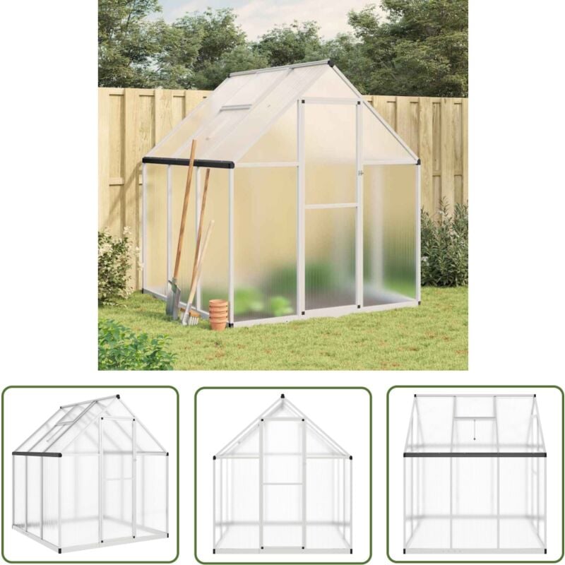 Serre avec cadre de base argent 169x169x195 cm aluminium - Serre Jardin - Serre Aluminium - Serre Portable - Abri Jardin - Protection Plante - The