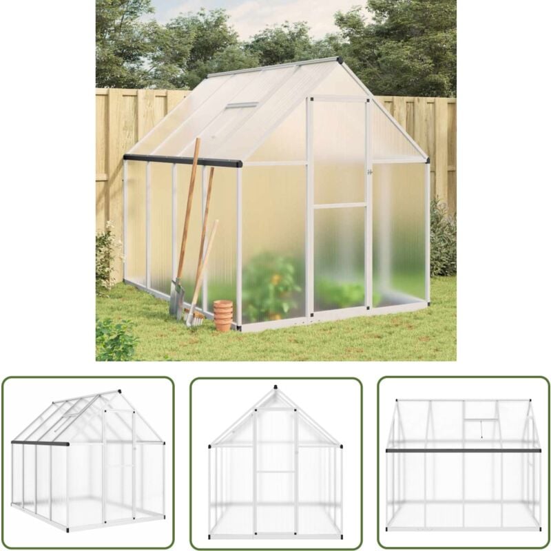 The Living Store - Serre avec cadre de base argenté 224x169x195 cm aluminium - Serre De Jardin - Serre Portable - Serre En Polycarbonate - Abri