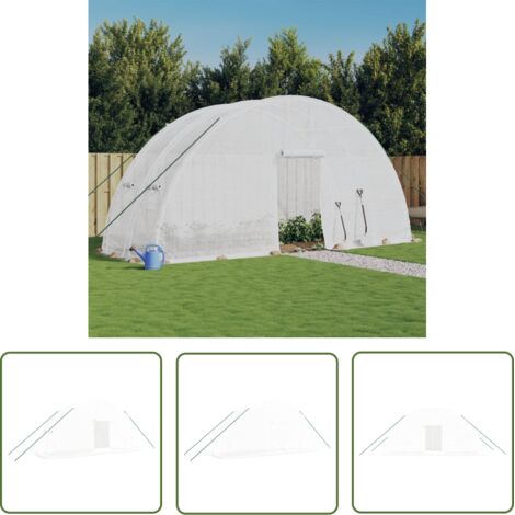 The Living Store Serre avec cadre en acier blanc 12 m² 6x2x2,85 m - Serre De Jardin - Serre En Acier - Serre Blanche - Abri Jardin - Tunnel De Jardin