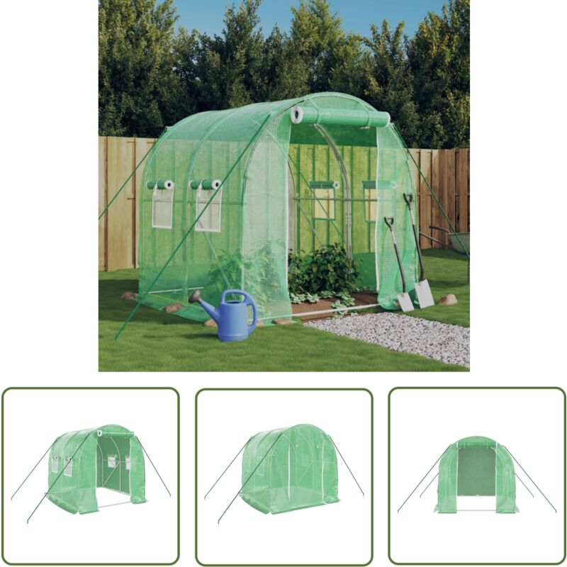 The Living Store - Serre avec cadre en acier vert 4 m² 2x2x2 m - Serre De Jardin - Abri Jardin - Tunnel De Jardin - Serriculture - Potager Extérieur