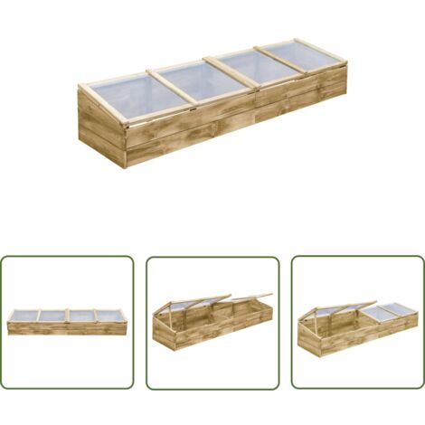 The Living Store Serre Bois de pin imprégné 200x50x35 cm - Serre De Jardin - Serre Bois - Abri Jardin - Serres Froides - Jardin Potager