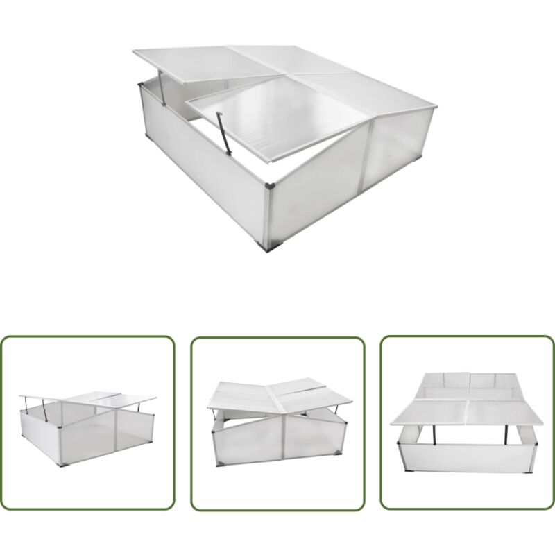 The Living Store Serre froide à 4 couvercles 108x110x41 cm - Serre Froide - Serre De Jardin - Tunnel Froid - Protection Plante - Germination