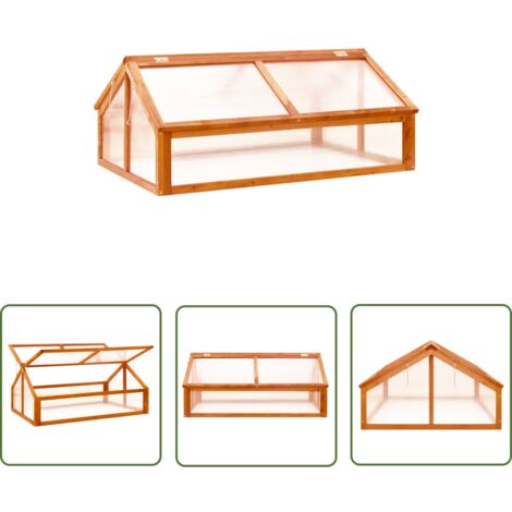The Living Store Serre Marron 114x80x50 cm Bois de sapin - Serre En Bois - Serre Jardin - Abri Jardin - Protection Plantes - Croissance Plantes