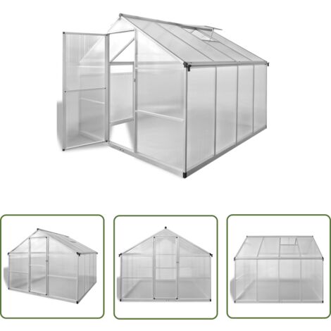 The Living Store Serre renforcée en aluminium avec cadre de base 6,05 m² - Serre De Jardin - Serre En Aluminium - Serre Transparente - Serre Polycarbonade - Abri Jardin