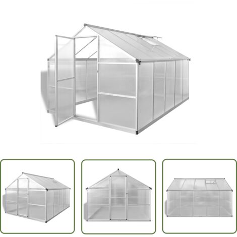 The Living Store Serre renforcée en aluminium avec cadre de base 7,55 m² - Serre De Jardin - Serre Plastique - Abri Jardin - Greenhouse - Serrez