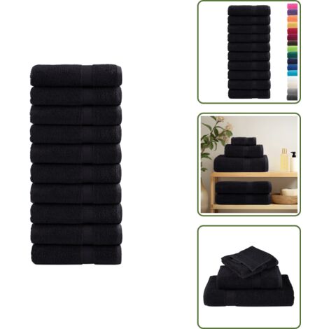 The Living Store Serviettes de bain de qualité supérieure SOLUND 10 pcs 600g/m² - Serviettes De Bain - Serviettes Éponge - Serviettes Noires - Serviettes Douces - Serviettes Absorbantes