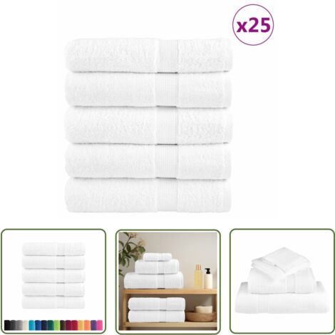 The Living Store Serviettes de bain de qualité supérieure SOLUND 25 pcs blanc - Serviettes De Bain - Serviettes Blanches - Serviettes Coton - Serviettes Douces - Serviettes Absorbantes