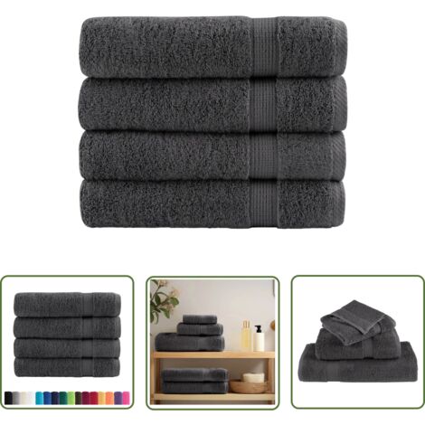 The Living Store Serviettes de bain de qualité supérieure SOLUND 4 pcs - Serviettes De Bain - Serviettes - Serviettes En Coton - Serviettes Douces - Serviettes Absorbantes