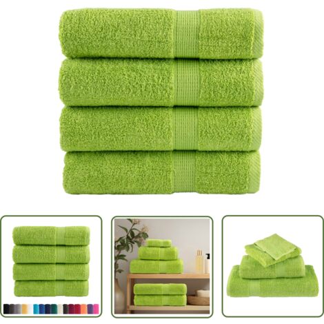 The Living Store Serviettes de douche de qualité supérieure SOLUND 4 pcs - Serviettes De Bain - Serviettes De Toilette - Serviettes Vertes - Serviettes Douces - Serviettes Absorbantes