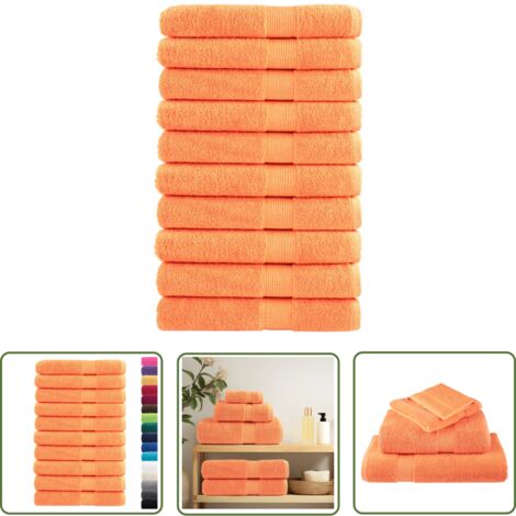 The Living Store Serviettes de qualité supérieure SOLUND 10 pcs orange 600 g/m² - Serviettes De Bain - Serviettes De Plage - Serviettes En Coton - Serviettes Douces - Serviettes Absorbantes