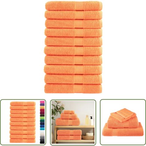 The Living Store Serviettes de sauna de qualité supérieure SOLUND 10 pcs orange - Serviettes De Sauna - Serviettes De Bain - Serviettes En Coton - Serviettes Absorbantes - Serviettes Douces