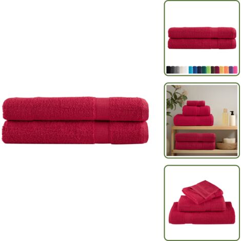 The Living Store Serviettes de sauna de qualité supérieure SOLUND 2 pcs rouge - Serviettes De Sauna - Serviettes De Bain - Serviettes En Coton - Serviettes Rouges - Serviettes Absorbantes