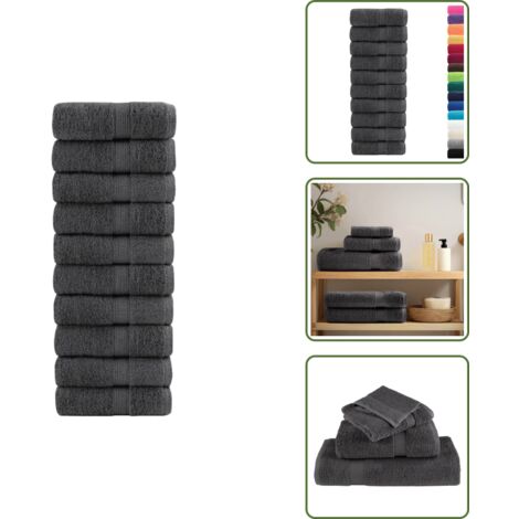 The Living Store Serviettes de visage de qualité sup. SOLUND 10 pcs anthracite - Serviettes De Visage - Serviettes De Toilette - Serviettes En Coton - Serviettes Absorbantes - Serviettes Douces