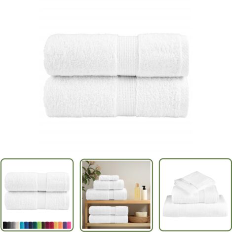 The Living Store Serviettes de visage de qualité supérieure SOLUND 2 pcs blanc - Serviettes De Visage - Serviettes De Toilette - Serviettes Blanches - Serviettes En Coton - Serviettes Absorbantes