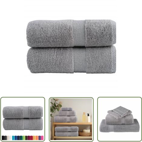 The Living Store Serviettes de visage de qualité supérieure SOLUND 2 pcs gris - Serviettes De Visage - Serviettes De Toilette - Serviettes En Coton - Serviettes Grises - Serviettes Absorbantes