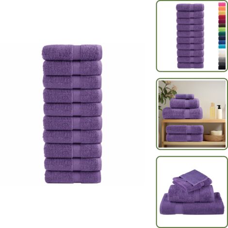 The Living Store Serviettes d'invité de qualité supérieure SOLUND 10 pcs violet - Serviette de bain