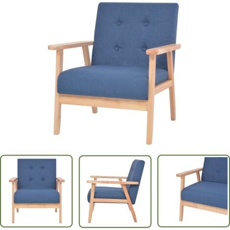 The Living Store Sessel Blau Stoff - Bequemer Sessel - Lesesessel - Fernsehsessel - Relax Sessel - Blau Sessel
