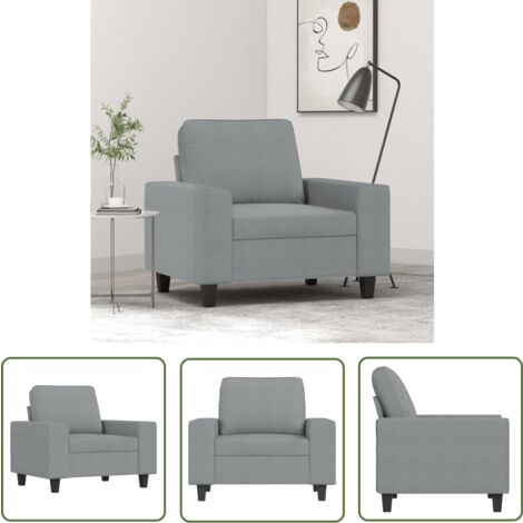 The Living Store Sessel Hellgrau 60 cm Stoff - Esszimmerstuhl - Wohnzimmersofa - Lounge Chair - Grau Stuhl - Bequemer Sessel